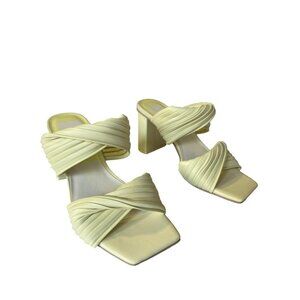 Anthropologie Dolce Vita Lemon Yellow Pilton Strappy Sandal Heel Shoes Size 6